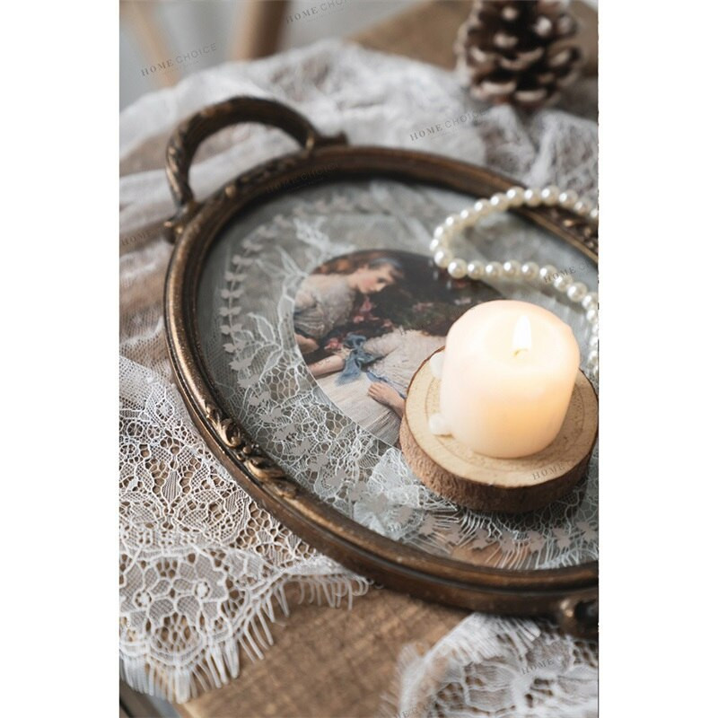 Retro američki rezbareni pladanj za aromaterapiju Ukrasi Okrugli stakleni francuski prozirni lagani pladanj za pohranjivanje luksuznog nakita