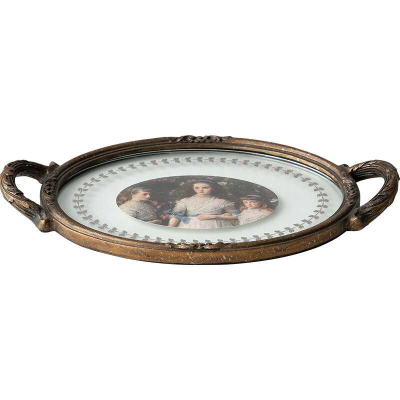 Retro američki rezbareni pladanj za aromaterapiju Ukrasi Okrugli stakleni francuski prozirni lagani pladanj za pohranjivanje luksuznog nakita