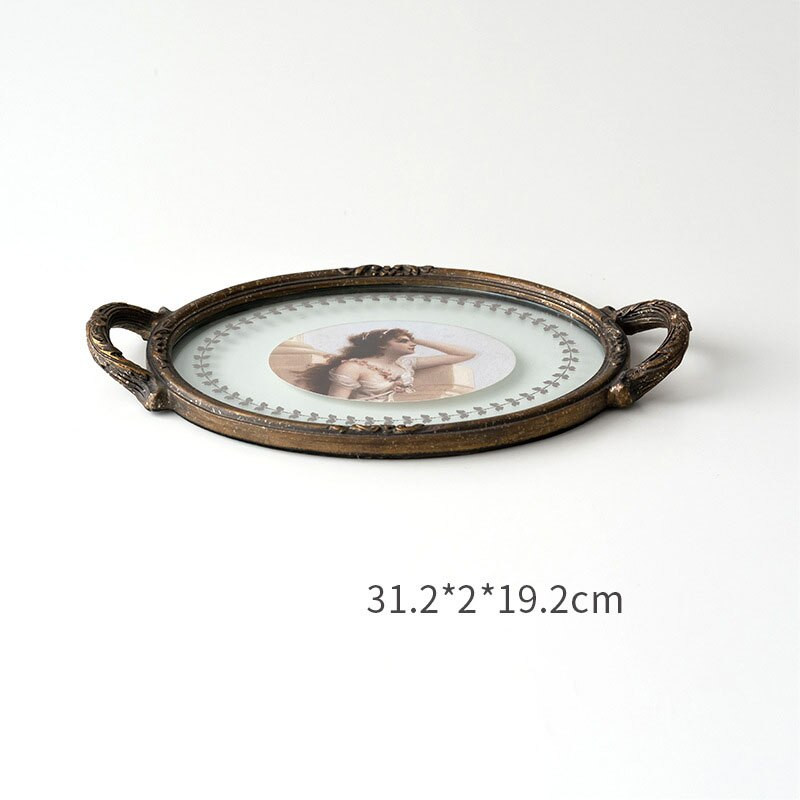 Retro američki rezbareni pladanj za aromaterapiju Ukrasi Okrugli stakleni francuski prozirni lagani pladanj za pohranjivanje luksuznog nakita