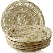 Suport pentru farfurii din hârtie din bambus - Suport pentru farfurii țesute rotund de 10 inch, suporturi reutilizabile pentru farfurii din hârtie pentru petrecerea de picnic