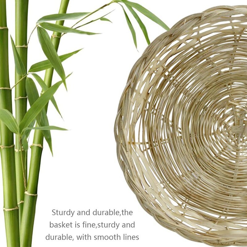 Suport pentru farfurii din hârtie din bambus - Suport pentru farfurii țesute rotund de 10 inch, suporturi reutilizabile pentru farfurii din hârtie pentru petrecerea de picnic