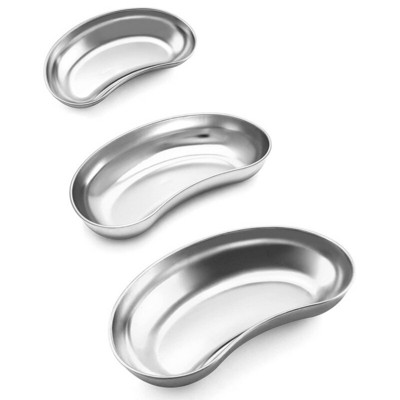 Miska na obličky, 3 ks (200 mm + 210 mm + 225 mm) z nehrdzavejúcej ocele 304 v tvare obličky, misky na laboratórne nástroje