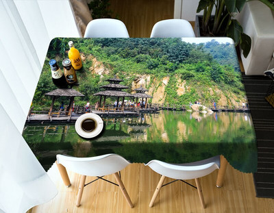 Meijuner Kohanda 3D laudlina värviline lilleline maaliline puu kivi tolmukindel ristkülikukujuline lauakate peo kodukaunistuseks punane