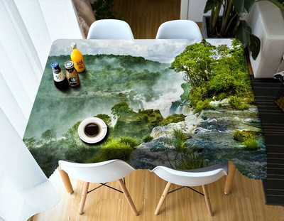 Meijuner Kohanda 3D laudlina värviline lilleline maaliline puu kivi tolmukindel ristkülikukujuline lauakate peo kodukaunistuseks punane