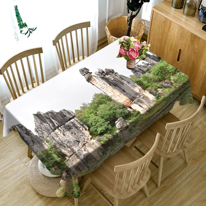 Meijuner Kohanda 3D laudlina värviline lilleline maaliline puu kivi tolmukindel ristkülikukujuline lauakate peo kodukaunistuseks punane