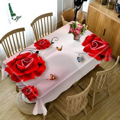 Meijuner 3D obrus do kuchyne, jedálenského stola, dekorácie pre domácich miláčikov, obdĺžnikový obrus na párty, dekorácie na Valentína