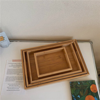 Ξύλινος δίσκος μπαμπού για φαγητό Ορθογώνιοι δίσκοι τσαγιού Πιάτο ψωμιού φρούτων με λαβή Πιάτα αποθήκευσης κουζίνας Εστιατόριο Ξύλινα πιάτα