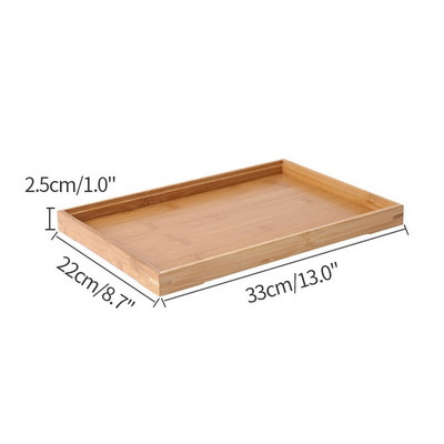 Fa bambusz tálca élelmiszerekhez Téglalap teátálcák Gyümölcs kenyér tányér fogantyúval Konyhai tároló tányérok Étterem Fa edények