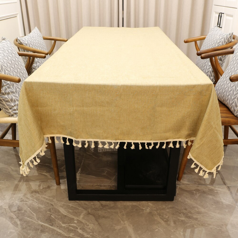 Obdĺžnikový obrus, imitácia ľanu, sivý khaki, obrus na svadobný stôl, párty, narodeninový stôl, čipkovaný obrus, severský čajový a kávový dekoračný stôl