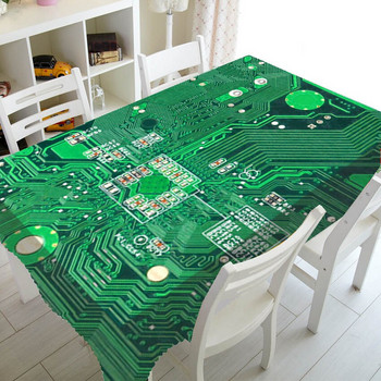 Geek Green Computer Circuit Board Водоустойчива покривка Правоъгълна квадратна покривка за маса за парти декор Покривка Инженерен подарък