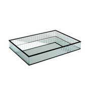 Üveg tükör tálca fém szélű vörösboros tányér díszítés tárolótálca tortaeszközök otthoni dekoráció