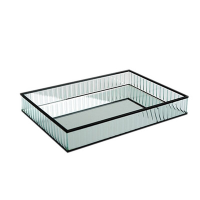 Üveg tükör tálca fém szélű vörösboros tányér díszítés tárolótálca tortaeszközök otthoni dekoráció