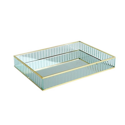 Üveg tükör tálca fém szélű vörösboros tányér díszítés tárolótálca tortaeszközök otthoni dekoráció