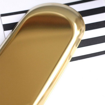Ζεστός μεταλλικός δίσκος αποθήκευσης WSFS Χρυσό οβάλ με κουκκίδες πιάτο φρούτων Μικρά αντικείμενα Καθρέφτης δίσκος προβολής κοσμημάτων