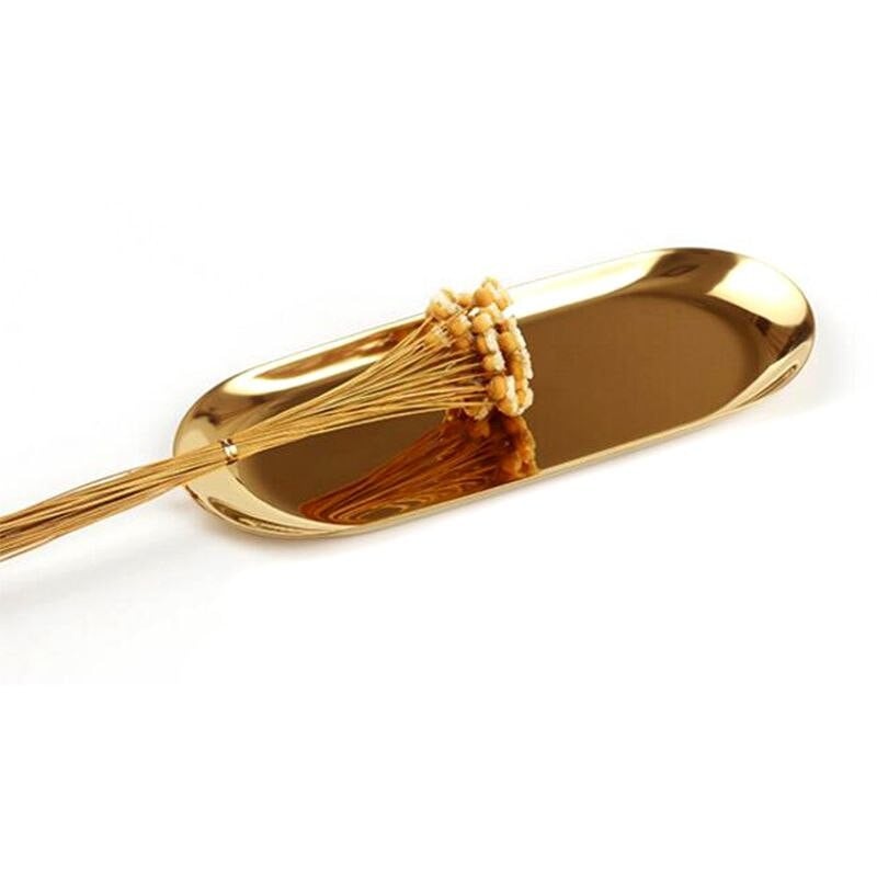 WSFS forró fém tárolótálca arany ovális pontozott gyümölcstál kis tárgyak ékszer kijelző tálca tükör