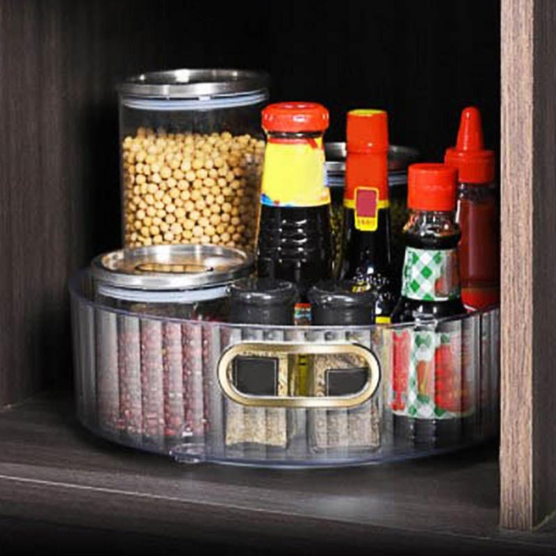 Cutie de depozitare cu placă turnantă Organizator de condimente pentru bucătărie Organizator multifuncțional rotativ complet pentru bucătărie, baie, cămară frigider