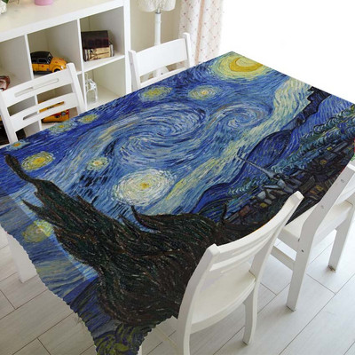 Van Gogh Starry Night Laudlina Lauakatted Riie kodukaunistuseks Õlimaal Kunst Ristkülik Ruudukujuline Lauakate Söögiköök