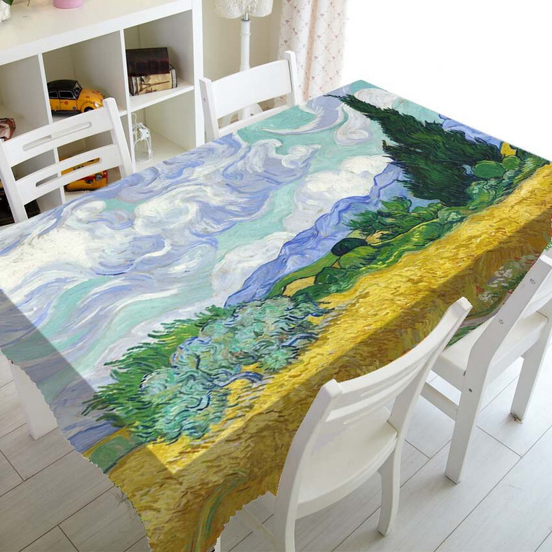 Van Gogh Hviezdna noc Obrusy na stôl Obrusy na stôl Obrus na bytové dekorácie Olejomaľba Umenie Obdĺžnikový štvorcový obrus Jedáleň Kuchyňa