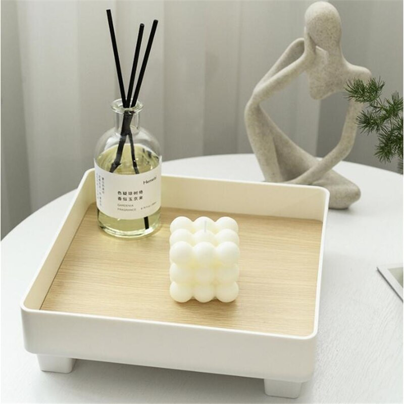 Kvadratinis dėklas miegamojo aromato dekoravimui laikymo padėklas Šiaurės stiliaus vaisių padėklas darbastalio kosmetikos įėjimo laikymo padėklas
