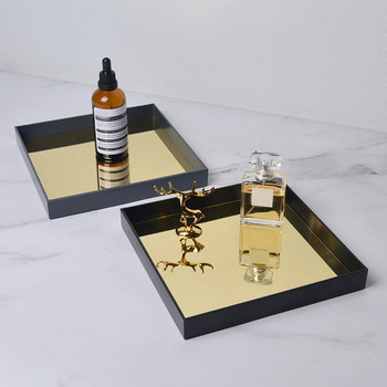 Δημιουργικός τετράγωνος δίσκος καθρέφτη Είσοδος σαλονιού Μικρό αντικείμενο Επιτραπέζιο καλλυντικό Δίσκος αποθήκευσης αρωματοθεραπείας Διακόσμηση σπιτιού
