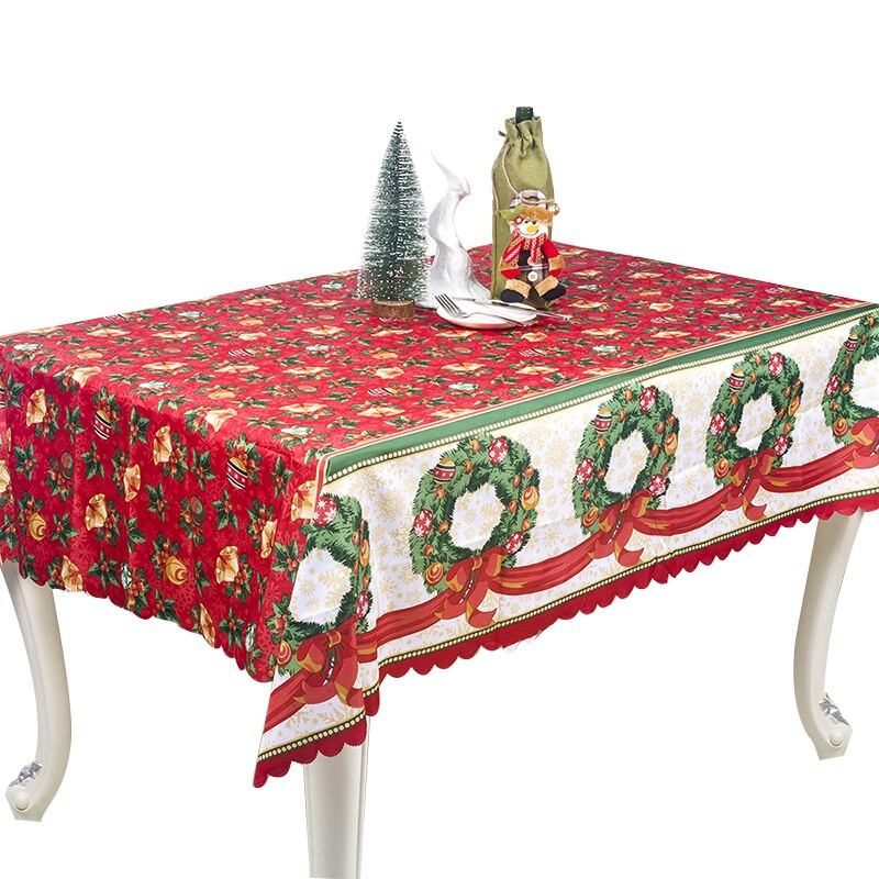 Červený obrus s potlačou, vianočný obrus 150*180 cm, svadobná dekorácia, obrus na stôl, párty, dekoratívny obrus na čaj, bytová dekorácia