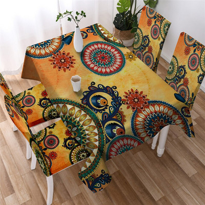 BeddingOutlet Kaleidoskop Obrus Bohémsky Vodotesný Obrus Etnické Mandala Kvety Dekoratívny Obrus Prateľný