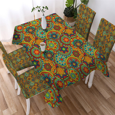 BeddingOutlet Kaleidoskop Obrus Bohémsky Vodotesný Obrus Etnické Mandala Kvety Dekoratívny Obrus Prateľný