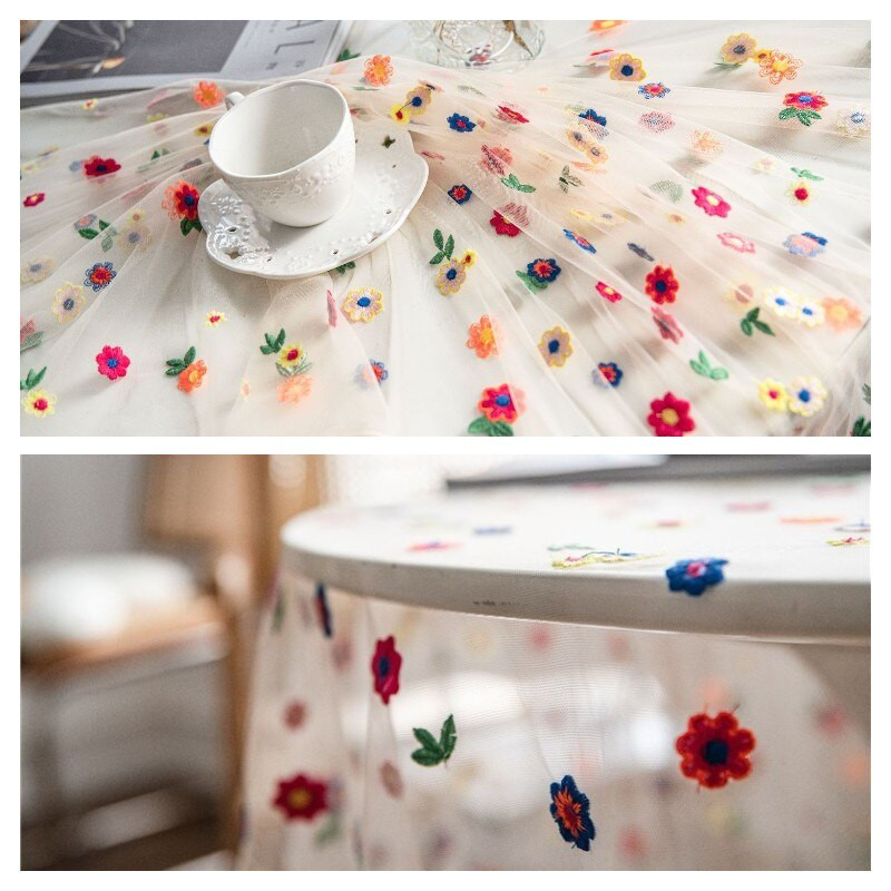 Siuvinėjimas Gėlėta staltiesė 3D gėlėta staltiesė Svetainės dekoravimas Lauko stačiakampis tiulio nėrinių viršelis Rašomasis stalas