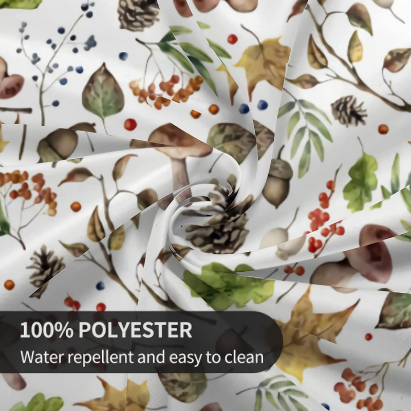 Ακουαρέλα Μανιτάρι Στρογγυλό Τραπέζι Πανί Φθινοπωρινό Δάσος Φθινοπωρινά Φύλλα Πλενόμενα Τραπεζοκάλυμμα Τραπεζιού Ύφασμα Πολυεστερικό Τραπεζομάντηλο εξωτερικού χώρου