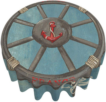 Anchor Helm Navy Nautical Round покривка Устойчива на бръчки Миеща се полиестерна маса за трапезна маса Парти барбекю
