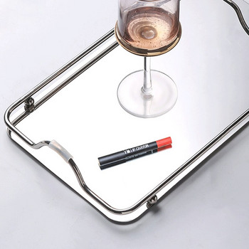 Nordic Правоъгълна огледална тава от неръждаема стомана с дръжки Поднос за сервиране на кафе