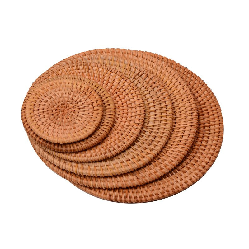 Kézzel készített rattan szőnyeg alátét asztali tálhoz Őszi nád alátét edény Kung Fu alátét teáskészlet Italalátét készletek