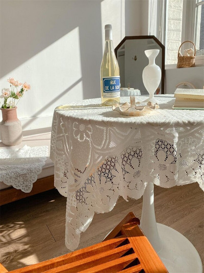 Prabangi nėrinių staltiesė Balta nėrinių rožinė siuvinėjimas stalo užvalkalas tuščiaviduris stačiakampis kavos valgomojo stalas dekoratyvinis kilimėlis Pradžia
