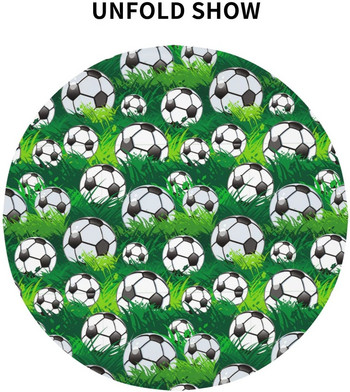 Ръчно рисувана футболна топка върху трева, кръгла покривка за маса, водоустойчива покривка за маса, трапезария, кухня, парти, пикник, домашен декор