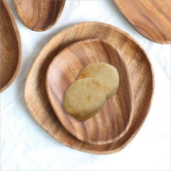 Дървени чинии Дисплеи Чинии от масивно дърво Тиган за храна Чиния Плодови ястия Саксии Тави Основа Поставка Чиния за вечеря Сватбена украса