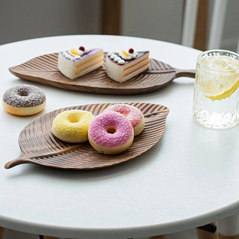 Lapų formos laikymo padėklas vaisių masyvo medžio masyvo rankų darbo patiekimo deserto organizatorius lėkštė Mediniai namų daiktai pagalbinis dekoras