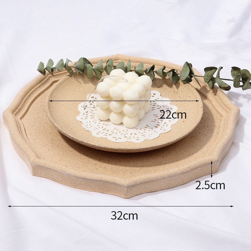 Jednostavna drvena ladica za pohranu, nordijski retro osmerokut, okrugla ladica za izlaganje nakita, vaza, ladica za aromaterapiju, tanjur za grickalice, stolni ukras