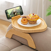 Tavă pentru canapea Masă din lemn Cotiera canapea Tavă cu clips Masă pliabilă cu disc Masă portabilă ceas TV Tavă pentru gustări Masă de picnic pentru desert