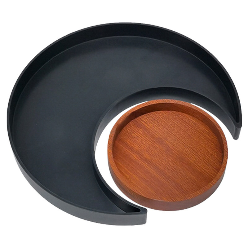 Mėnulio dėklo kristalų laikiklis ekranas Medinis apvalus saulės kristalų padėklas akmenims Išskirtinis gydomųjų kristalų laikiklis eterinio aliejaus laikiklis