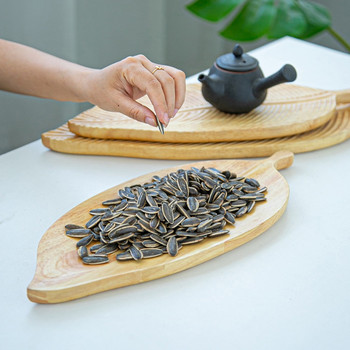 Σχήμα φύλλου από μασίφ ξύλο Διακοσμητικό πιάτο για επιδόρπιο Δίσκος πιάτα φρούτων σε σκανδιναβικό στυλ Δίσκος αποθήκευσης κουζίνας Παλέτα Πιάτο Organi