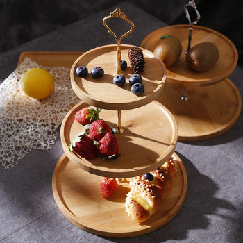 Βάση κέικ Ξύλινη ζαχαροπλαστική Cupcake Βάση σερβιρίσματος για επιδόρπιο για απογευματινό τσάι Βάση προβολής γαμήλιου πάρτι Dropship