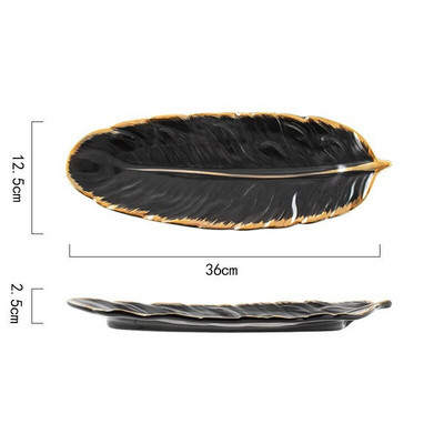 Nordijski keramički tanjur za nakit, list banane, oblik pera, ogrlica, narukvica, pladnjevi za pohranu, ukrasni tanjur za posluživanje sushija za desert