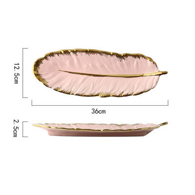 Nordijski keramički tanjur za nakit, list banane, oblik pera, ogrlica, narukvica, pladnjevi za pohranu, ukrasni tanjur za posluživanje sushija za desert