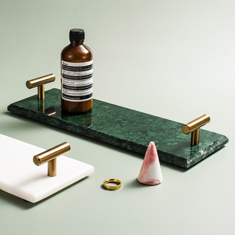 Nordijski stil, pladanj od prirodnog mramora, pladanj za nakit, pladanj za desert, pladanj za pohranu u kupaonici Ukrasi za dom Ukrasi za kupaonicu