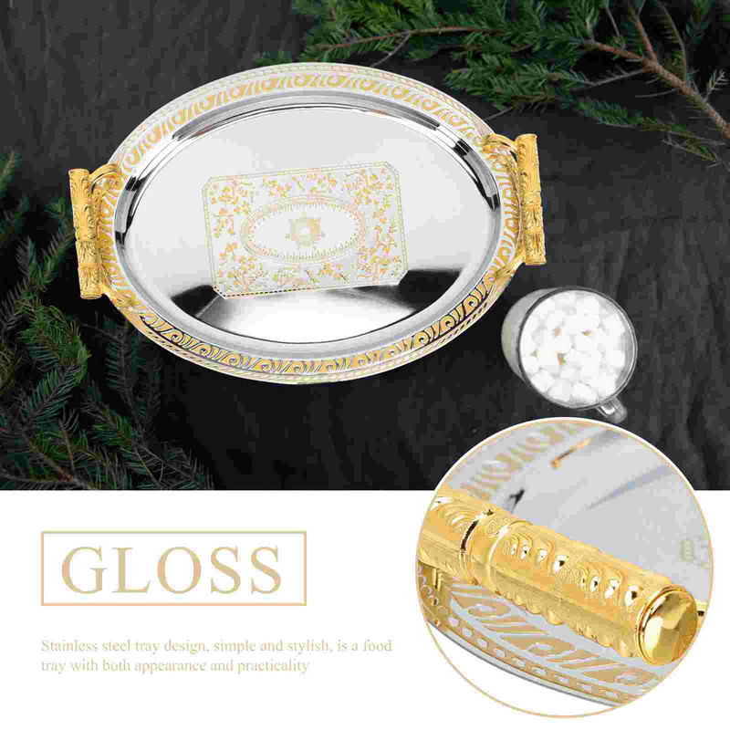 Tálca Kávéstál Tároló Ovális Asztal Fém Gyümölcs csésze Acél Rozsdamentes Tea Snack Oszmán desszerttál Tál Otthoni teáscsésze