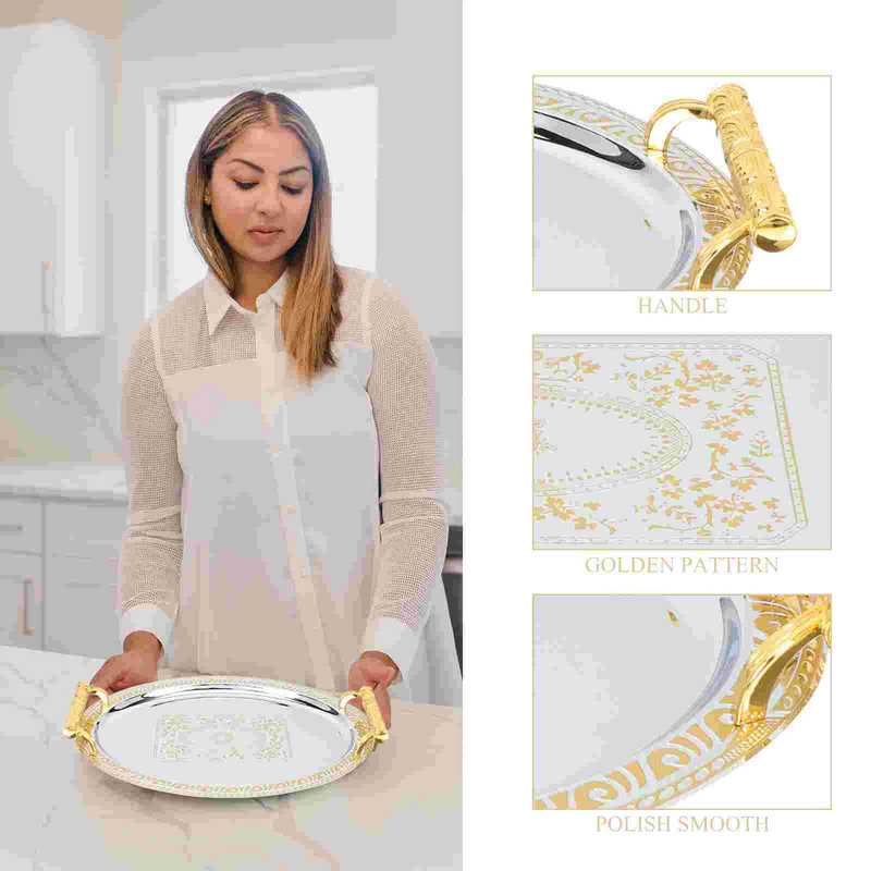 Tálca Kávéstál Tároló Ovális Asztal Fém Gyümölcs csésze Acél Rozsdamentes Tea Snack Oszmán desszerttál Tál Otthoni teáscsésze