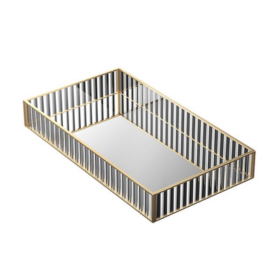 Nordic Gold Glass Mirror Διακοσμητικός Δίσκος Αποθήκευσης για Επιδόρπιο Μακιγιάζ Πιάτο Κοσμήματα Κολιέ Βραχιόλι Επιτραπέζιο Άρωμα