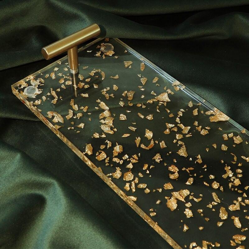 Tavi din folie de aur din acrilic modern european Creativitate decorativa Stand pentru desert de nunta Ornamente Tava de afișare pentru gustare ceaiul de după-amiază