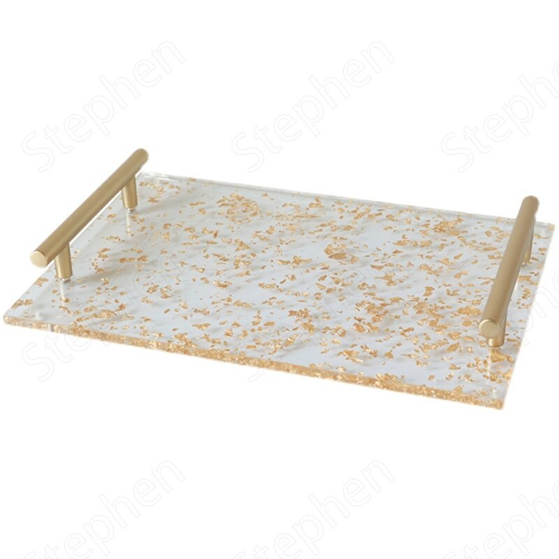 Tavi din folie de aur din acrilic modern european Creativitate decorativa Stand pentru desert de nunta Ornamente Tava de afișare pentru gustare ceaiul de după-amiază