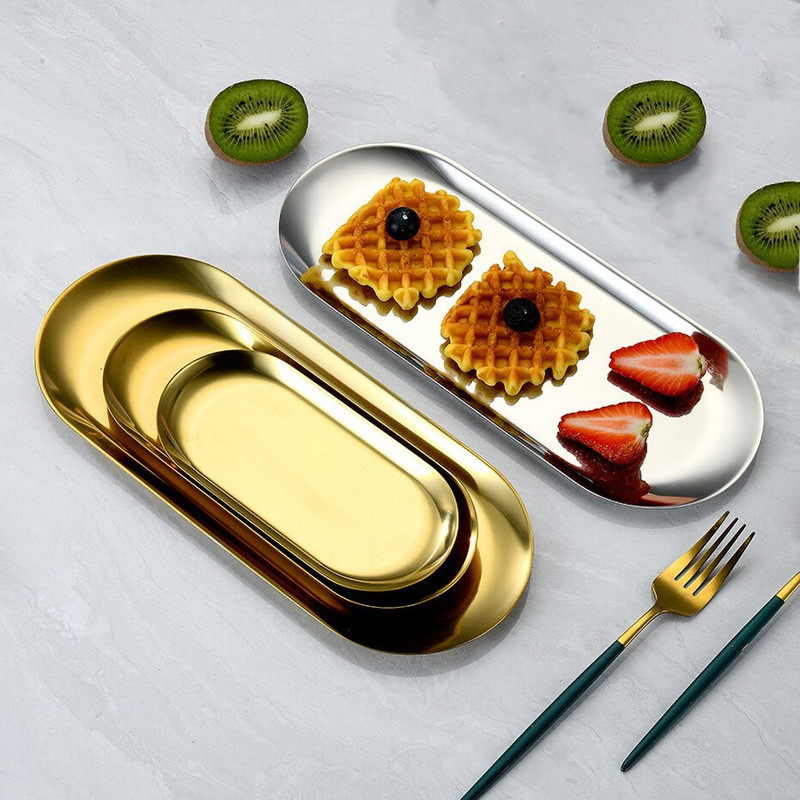 Nerūdijančio plieno rankšluosčių padėklas Metalinis laikymo organizatorius indų lėkštė vonios kambario kosmetiniams stalviršiams auksinis laikiklis kosmetikai papuošalams